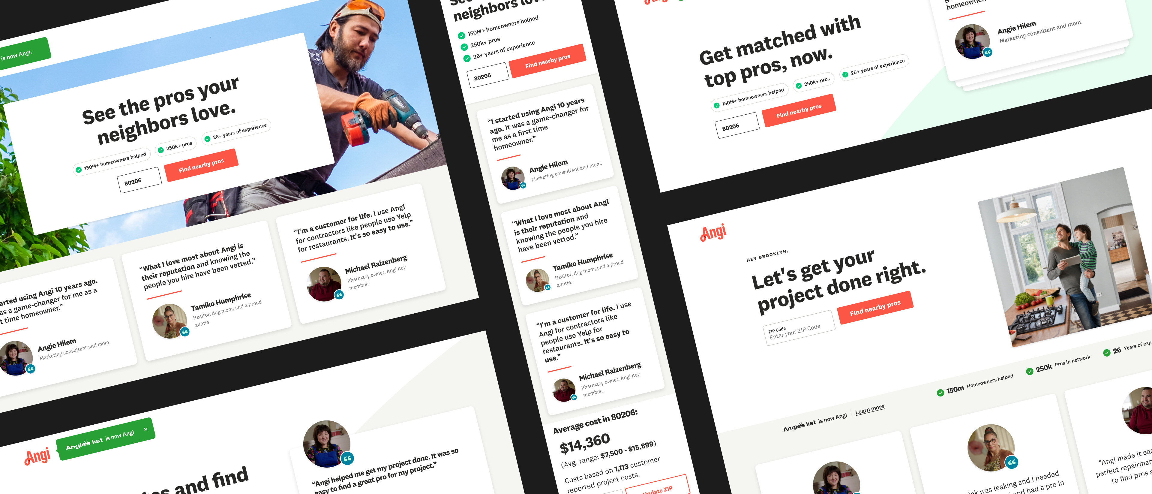 Angi SEM landing page mockup showing the search experience on mobile and desktop