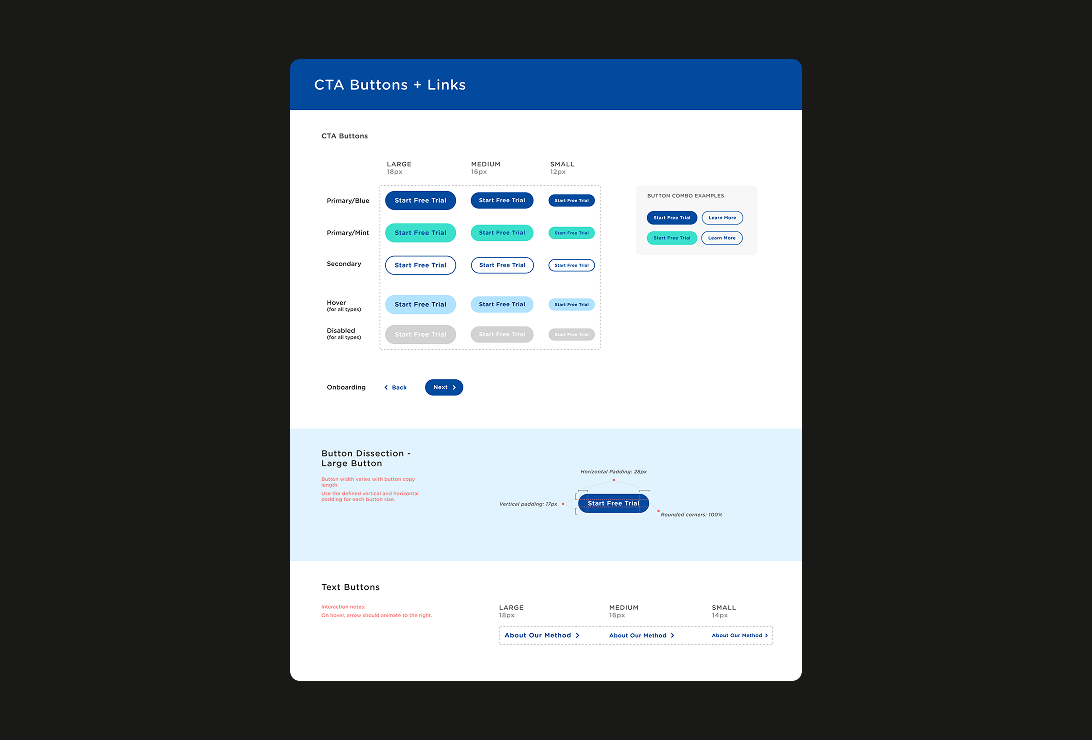 Design system — buttons and links