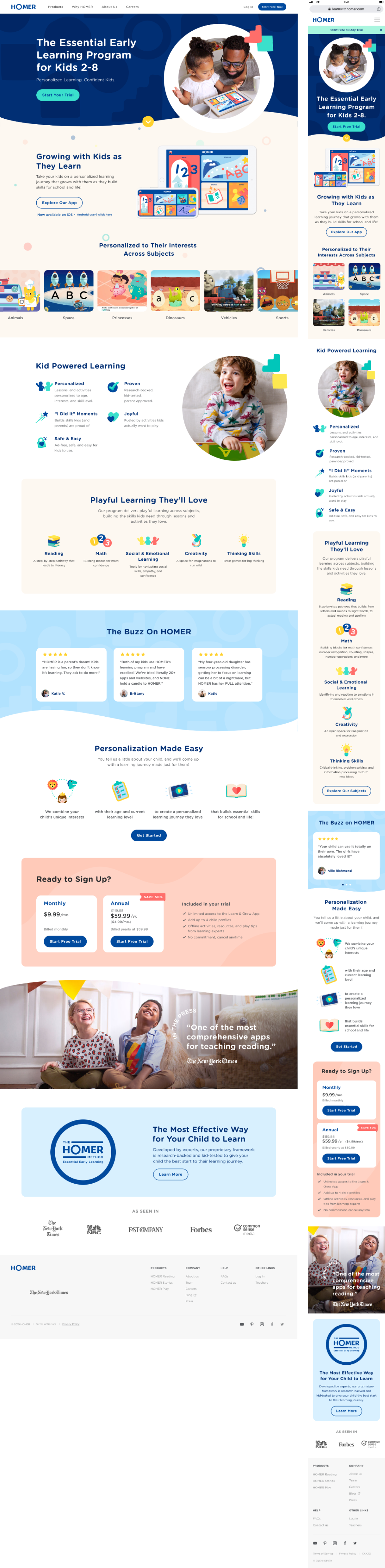 HOMER Careers page — desktop and mobile mockups