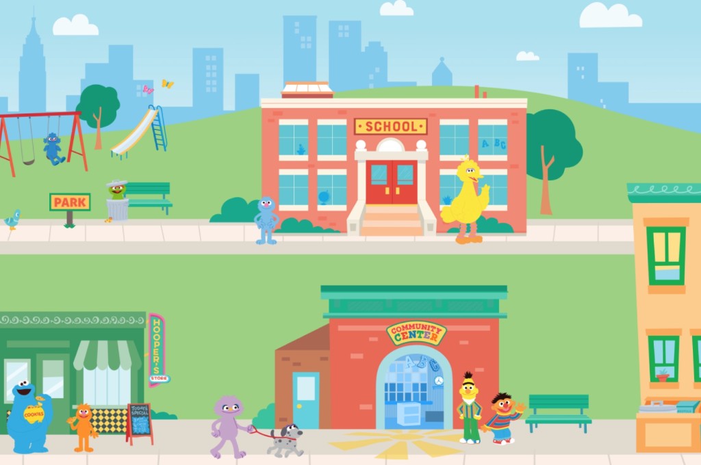 Final main menu design — Our Neighborhood illustrated map